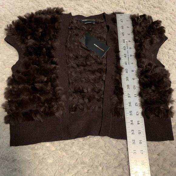 NWT BCBG Maxazria Mahogany Rabbit Wool Bolero Jacket Sweater Cardigan Large - Picture 5 of 8